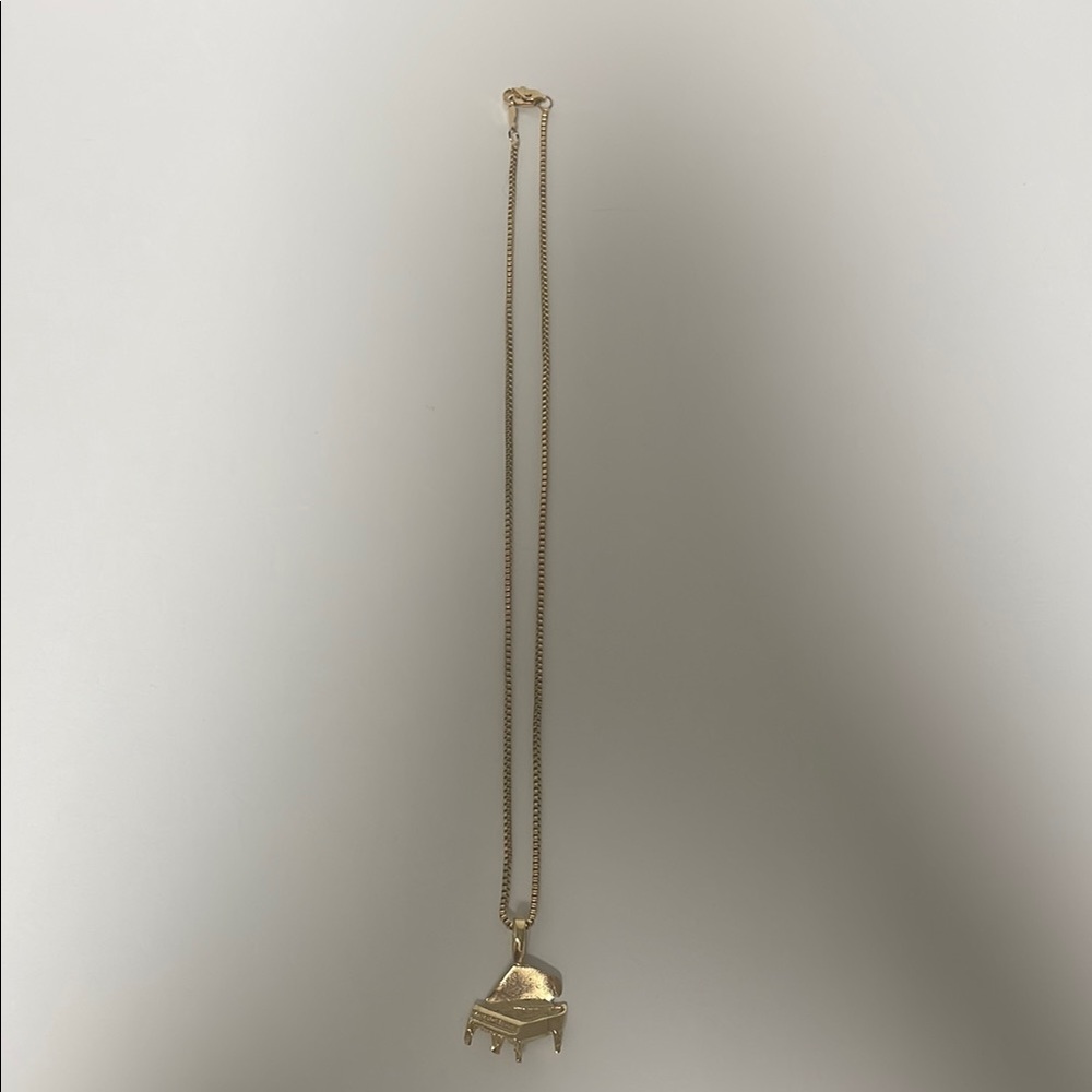 Gold Piano Pendant Necklace